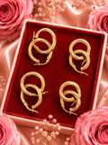 Aretes rayados de oro 10K
